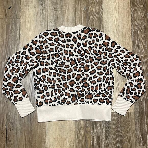 NWOT Cabi Nine Lives Thick Cotton Cardigan Leopard Print Button Down Sz M #4289 - Picture 3 of 6